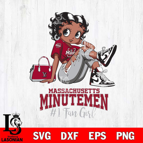 Massachusetts Minutemen #1 Black Fan Girl Betty Boop, Svg Eps Dxf Png File, Digital Download