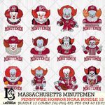 Massachusetts Minutemen  Pennywise Horror NCAA Bundle 12 SVG Svg Eps Dxf Png File, Digital Download