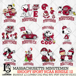 Massachusetts Minutemen  Snoopy NCAA Bundle 12 SVG Svg Eps Dxf Png File, Digital Download