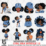 Memphis Grizzlies Girl NBA Bundle 12 Svg Eps Dxf Png File, Digital Download, Instant Download