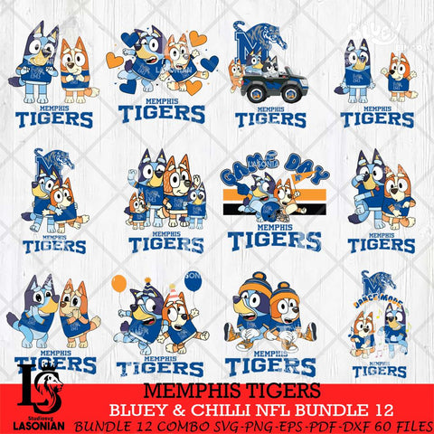 Memphis Tigers Bluey & Bingo Bundle 12 SVG Svg Eps Dxf Png File, Bundle NCAA svg, Digital Download, Instant Download