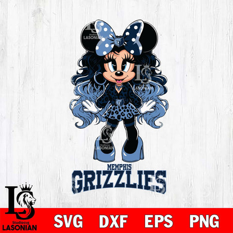 Memphis Grizzlies Beauty Minnie Mouse Svg Eps Dxf Png File, Digital Download, Instant Download