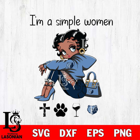 Memphis Grizzlies Betty Boop Black Fan I Am Simple Women Svg Eps Dxf Png File, Digital Download