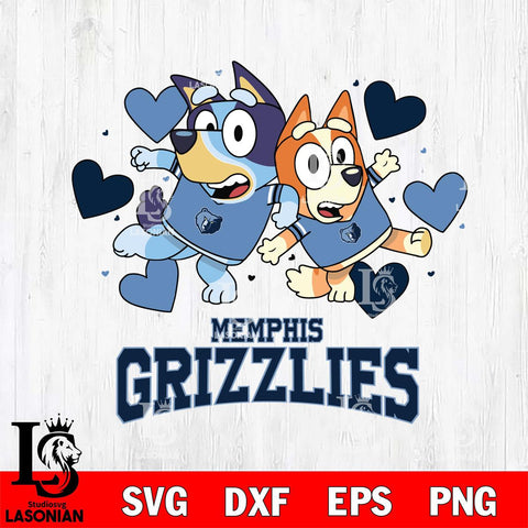 Memphis Grizzlies Bluey & Bingo 10 Svg Eps Dxf Png File, NBA svg, Digital Download, Instant Download