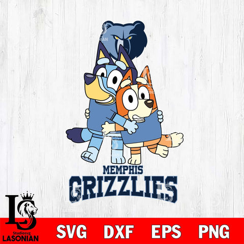 Memphis Grizzlies Bluey & Bingo 12 Svg Eps Dxf Png File, NBA svg, Digital Download, Instant Download