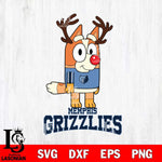 Memphis Grizzlies Bluey Chilli Christmas Deer Svg Eps Dxf Png File, Digital Download