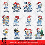 Memphis Grizzlies Bluey Christmas NBA Bundle 12 Cricut , Christmas Svg , Bluey svg , Digital Download, dxf eps png pdf file
