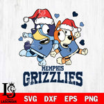 Memphis Grizzlies Bluey Christmas NFL Svg Eps Dxf Png File, Digital Download
