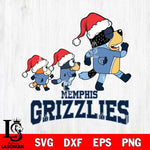 Memphis Grizzlies Bluey Family Christmas Svg Eps Dxf Png File, Digital Download
