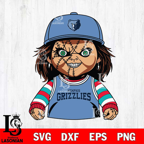 Memphis Grizzlies Chucky Horror basketball SVG DXF EPS PNG FILE, NBA File Cut,Halloween Digital Download,Instant Download, Silhouette