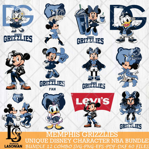Memphis Grizzlies Disney character NBA Bundle 12 Svg Eps Dxf Png File, Digital Download, Instant Download