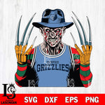 Memphis Grizzlies Freddy Krueger Horror basketball SVG DXF EPS PNG FILE, NBA File Cut,Halloween Digital Download,Instant Download, Silhouette