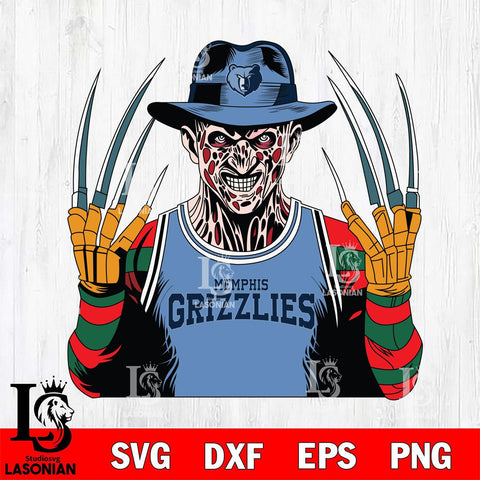 Memphis Grizzlies Freddy Krueger Horror basketball SVG DXF EPS PNG FILE, NBA File Cut,Halloween Digital Download,Instant Download, Silhouette