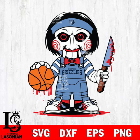 Memphis Grizzlies Jigsaw Horror basketball SVG DXF EPS PNG FILE, NBA File Cut,Halloween Digital Download,Instant Download, Silhouette