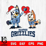 Memphis Grizzlies Love Bluey Christmas Svg Eps Dxf Png File, Digital Download