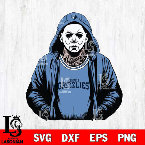 Memphis Grizzlies Michael Myers Horror basketball SVG DXF EPS PNG FILE, NBA File Cut,Halloween Digital Download,Instant Download, Silhouette