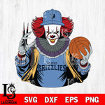 Memphis Grizzlies Pennywise Horror basketball SVG DXF EPS PNG FILE, NBA File Cut,Halloween Digital Download,Instant Download, Silhouette