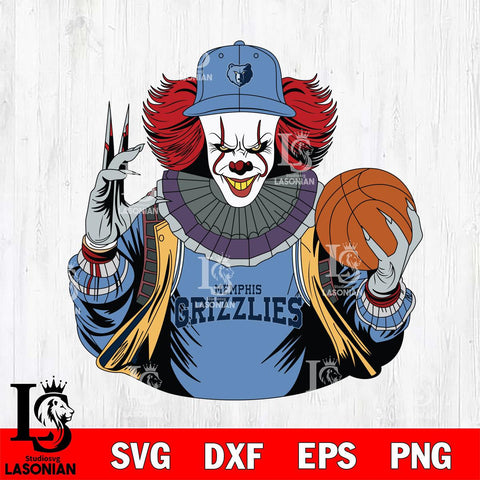Memphis Grizzlies Pennywise Horror basketball SVG DXF EPS PNG FILE, NBA File Cut,Halloween Digital Download,Instant Download, Silhouette
