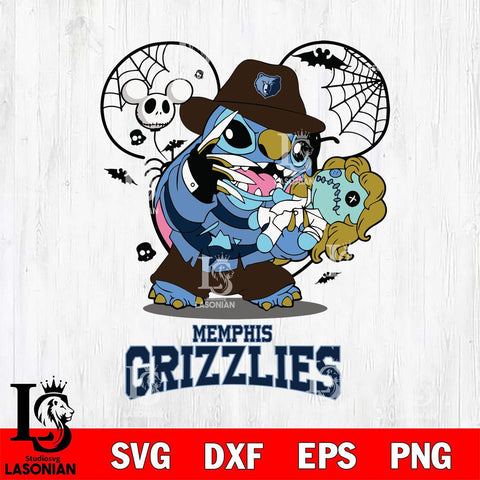 Memphis Grizzlies Stitch Freddy Krueger Halloween Svg Eps Dxf Png File, Digital Download, Instant Download