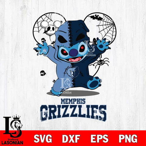 Memphis Grizzlies Stitch Horror Halloween 2 Svg Eps Dxf Png File, Digital Download, Instant Download
