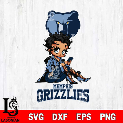 Memphis Grizzlies Style Black Fan Girl Betty Boop
