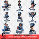 Memphis Grizzlies Black Fan Girl Betty Boop Bundle 9 Svg Eps Dxf Png File, Digital Download, Instant Download