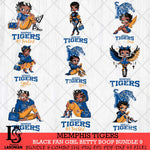 Memphis Tigers Black Fan Girl Betty Boop Bundle 9, Svg Eps Dxf Png File, Digital Download