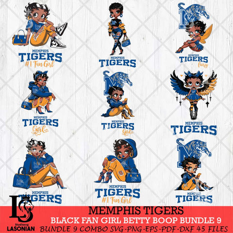 Memphis Tigers Black Fan Girl Betty Boop Bundle 9, Svg Eps Dxf Png File, Digital Download