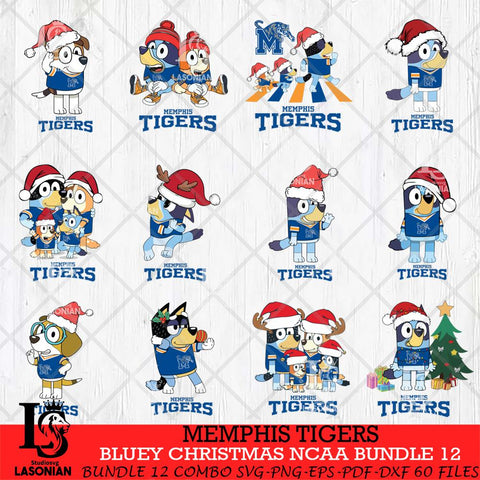 Memphis Tigers Bluey Christmas NCAA Bundle 12 Cricut File Cut Files , Bluey Cricut , Christmas Svg , Bluey svg , Digital Download, dxf eps png pdf file