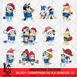 Memphis Tigers Bluey Christmas NCAA Bundle 12 SVG Eps Dxf Png File, Digital Download, Instant Download