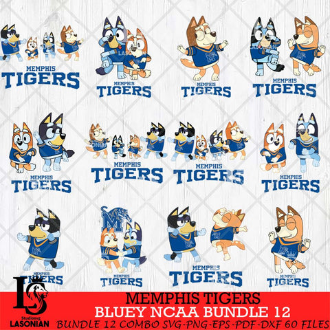 Memphis Tigers Bluey Dace Mode NCAA Bundle 12 SVG Eps Dxf Png File, Digital Download, Instant Download