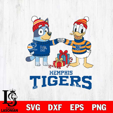 Memphis Tigers Bluey With Donald Duck Christmas File Cut, NCAA SVG DXF EPS PNG FILE, Digital Download,Instant Download, Silhouette