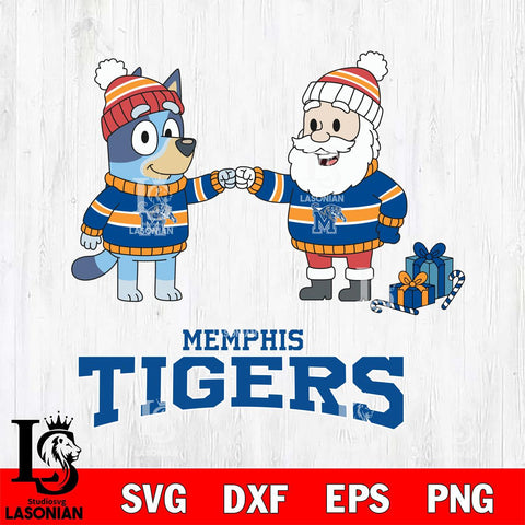 Memphis Tigers Bluey With Satan Christmas File Cut, NCAA SVG DXF EPS PNG FILE, Digital Download,Instant Download, Silhouette