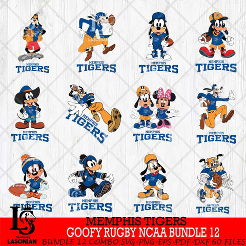 Memphis Tigers Goofy Rugby Disney NCAA Bundle 12 SVG DXF EPS PNG FILE,NCAA bundle svg ,Football Digital Download,Instant Download, Silhouette