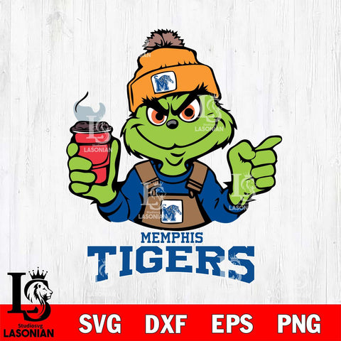 Memphis Tigers Grinch with coffee Svg Eps Dxf Png File, Digital Download, Instant Download