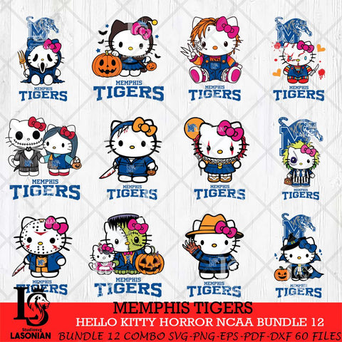 Memphis Tigers Hello Kitty Horror NCAA Bundle 12 SVG Svg Eps Dxf Png File, Digital Download