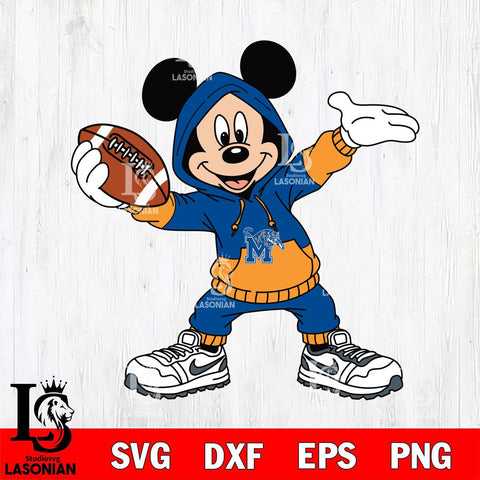 Memphis Tigers Mickey Disney Football Christmas File Cut, NCAA SVG DXF EPS PNG FILE, Digital Download , Criucut , Silhouette