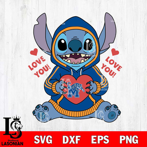 Memphis Tigers Stitch Love You File Cut, NCAA SVG DXF EPS PNG FILE, Digital Download , Criucut , Silhouette