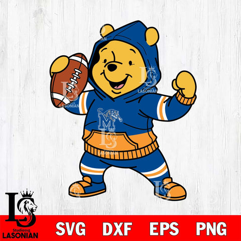 Memphis Tigers Winnie The Pooh Disney Football Christmas File Cut, NCAA SVG DXF EPS PNG FILE, Digital Download , Criucut , Silhouette