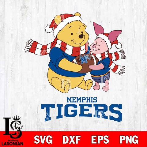 Memphis Tigers Winnie the Pooh & Piglet Football Cricut,Christmas SVG DXF EPS PNG FILE, NCAA Digital Download,Instant Download, Silhouette