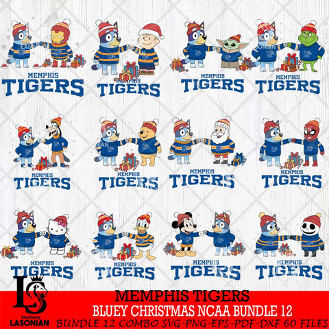Memphis Tigers  Bluey friends christmas NCAA Bundle File Cut,Bundle NCAA SVG DXF EPS PNG FILE, Digital Download,Instant Download, Silhouette