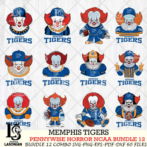 Memphis Tigers  Pennywise Horror NCAA Bundle 12 SVG Svg Eps Dxf Png File, Digital Download
