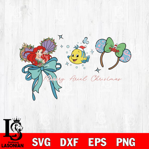 Merry Ariel Christmas SVG DXF EPS PNG FILE,Christmas SVG, Disney Digital Download,Instant Download, Silhouette