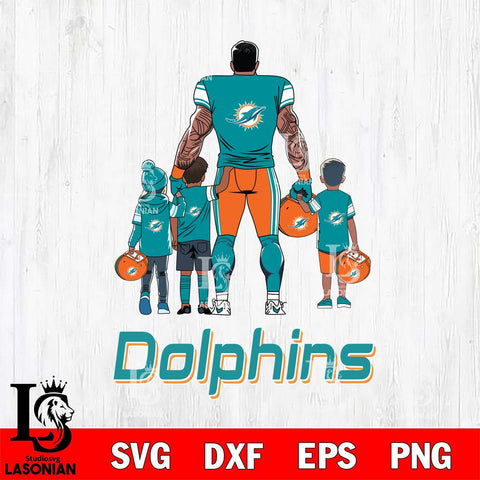 Miami Dolphins 4 Father and son Rugby SVG DXF EPS PNG FILE,NFL SVG, Father day Digital Download,Instant Download, Silhouette
