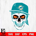 Miami Dolphins Badass Hat Skull SVG