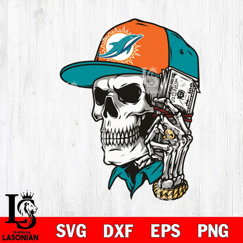 Miami Dolphins Badass Man Skull SVG