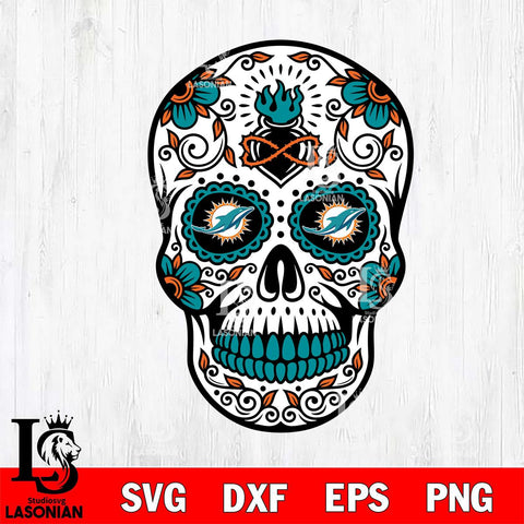 Miami Dolphins Badass Mexico Skull SVG