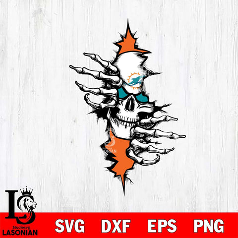 Miami Dolphins Badass Skull SVG