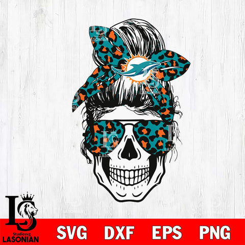 Miami Dolphins Badass Women Skull SVG