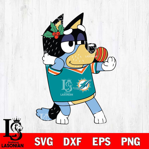 Miami Dolphins Bandit Heeler Christmas Svg Eps Dxf Png File, Digital Download, Instant Download
